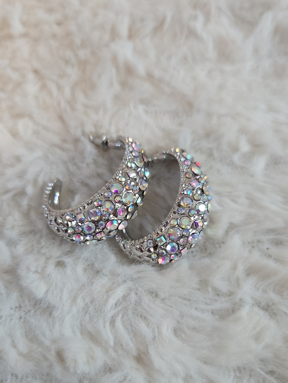 Aurora Crystal Hoop Earrings - Silver